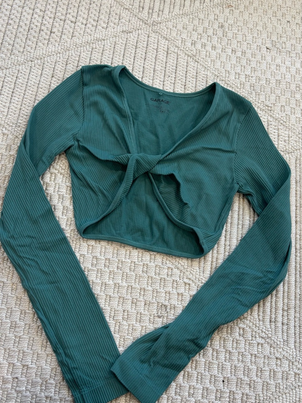 Garage Cropped Ribbed Long Sleeve Top
